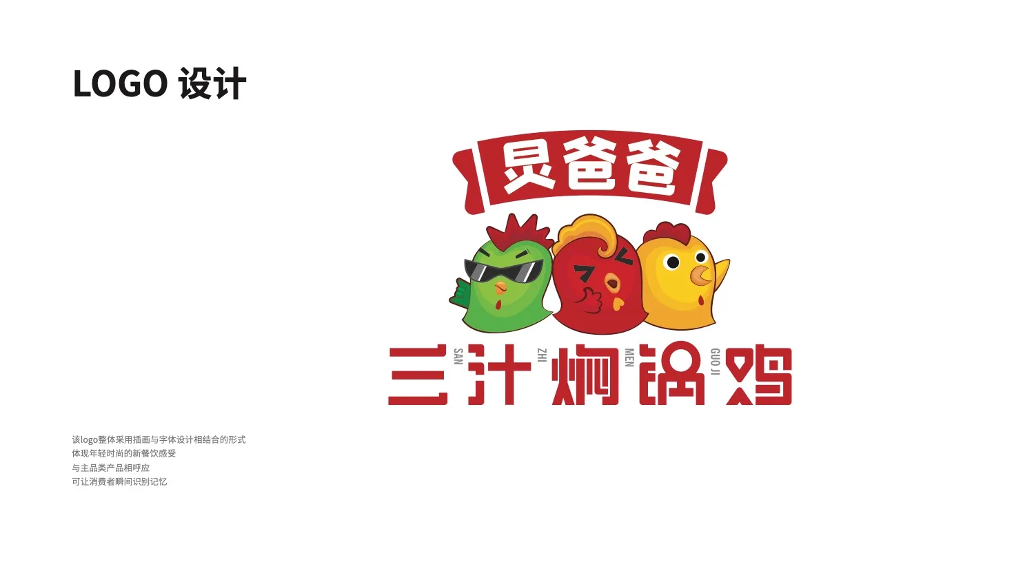 三汁焖锅鸡 品牌标志设计 · PDF 原稿页面
